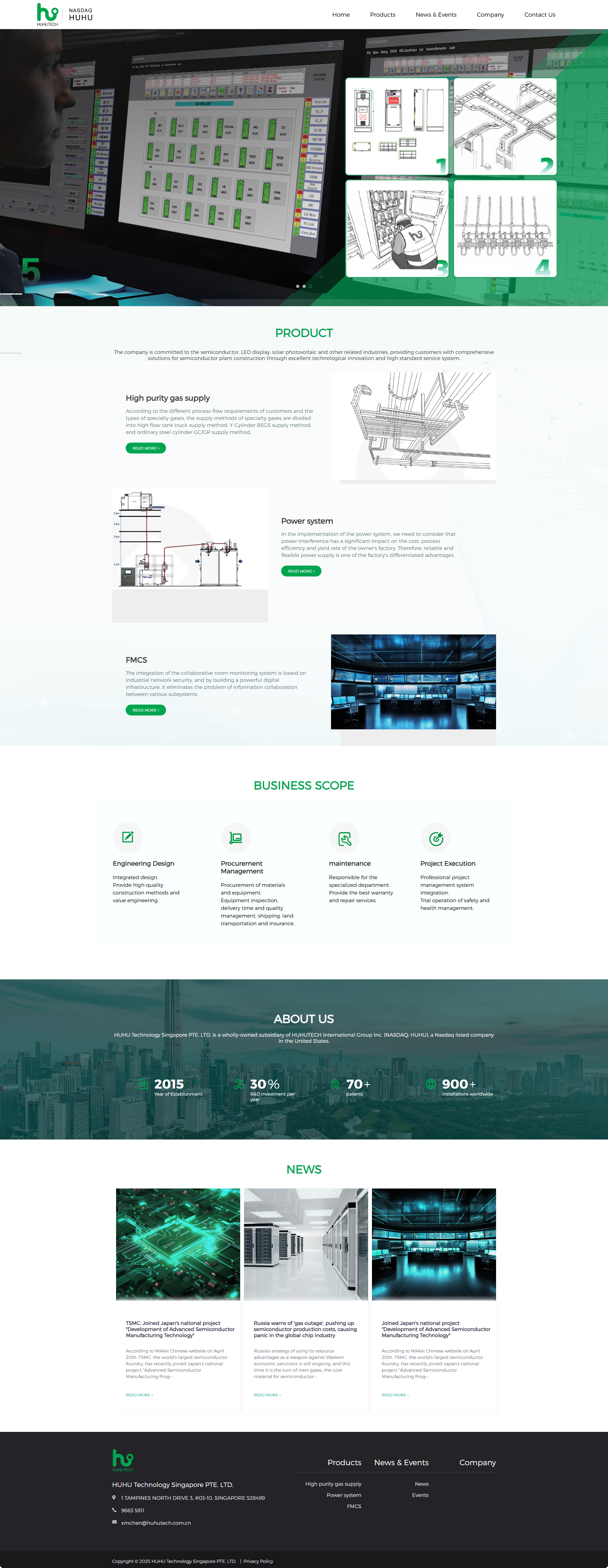 美國(guó)納斯達(dá)克上市公司虎虎機(jī)電新加坡公司英文網(wǎng)站定制建設(shè)案例 PC端預(yù)覽圖